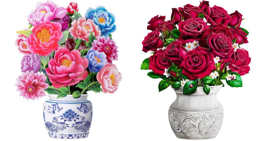 two Airpack Flower Arrangement Pop-Up Cards