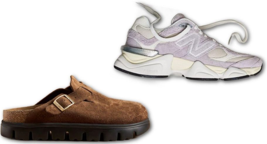 Stock images of UGG Clogs and New Balance Sneakers