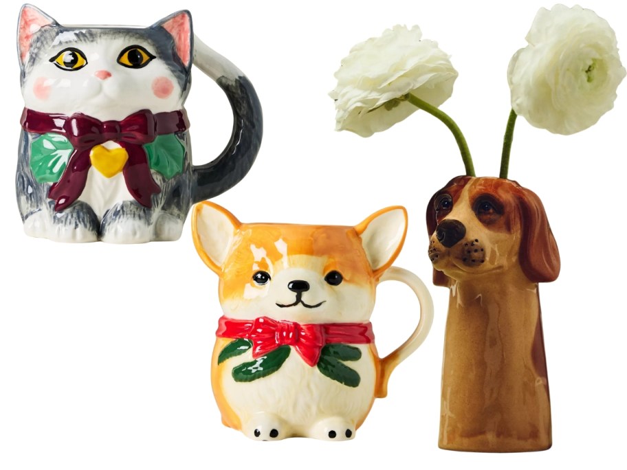 stock images of anthropologie pet mugs and dog vase
