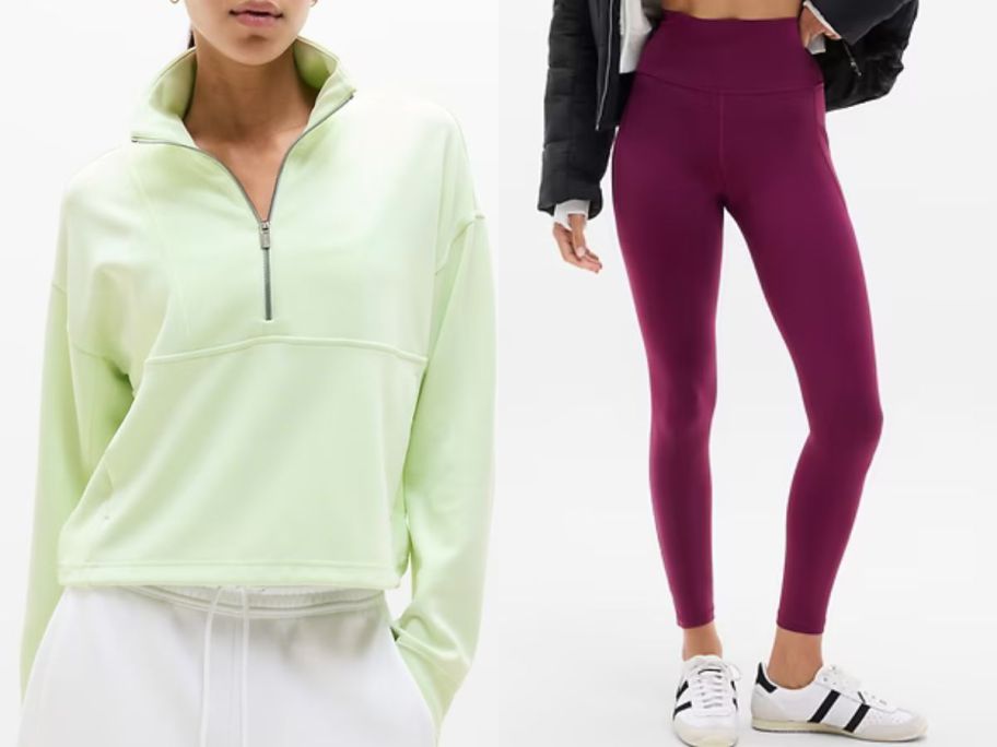 Stock images of two women wearing Athleta clothing