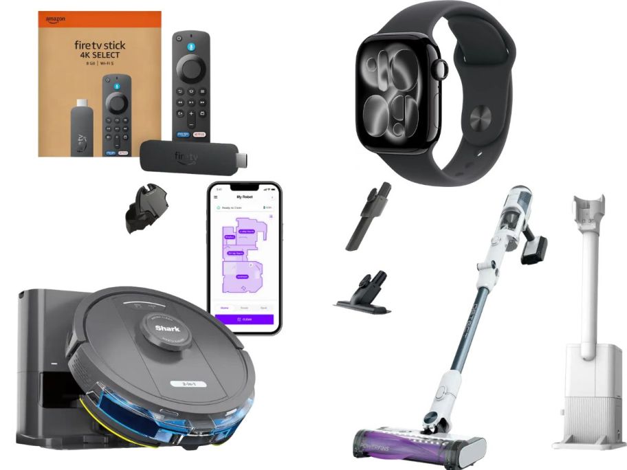 Amazon Fire Stick watch, and 2 vacuums 