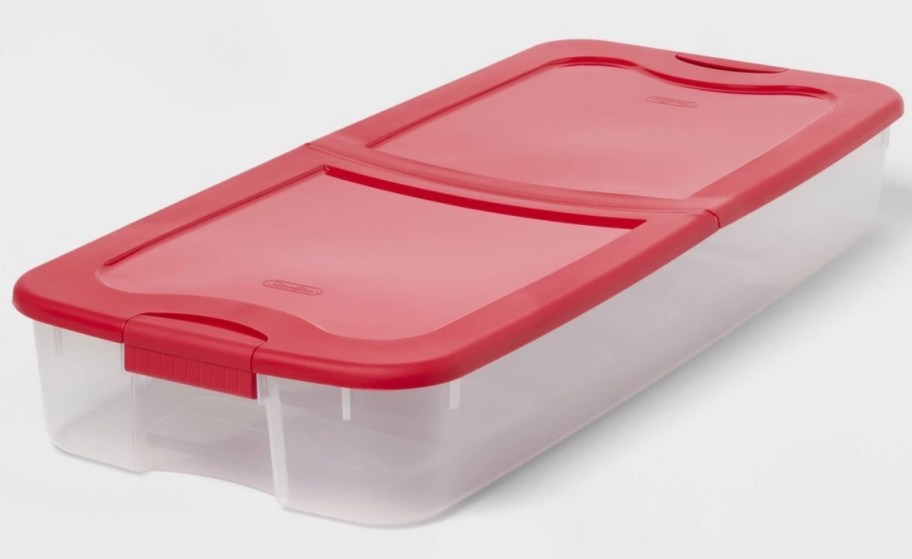 under bed storage bin with latching lid