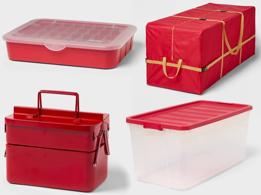 Brightroom Adjustable Christmas Ornament Case, 9' Soft Sided Christmas Tree Storage Decorative Basket, Metal Christmas Accessory Storage Organizer, 50-Gallon Clear Christmas Stacker Box