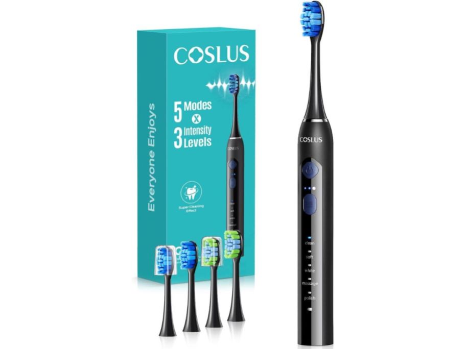 stock image of COSLUS Sonic Electric Toothbrush in Black