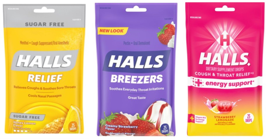 three bags of cough drops