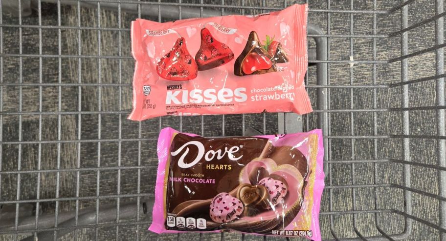 two different CVS candy bags inside of shopping cart 