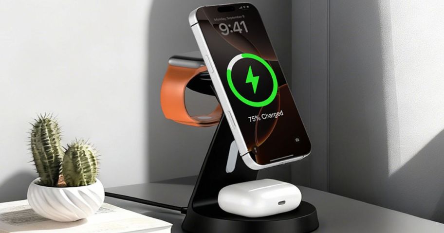 Iphone connected to the wireless charger