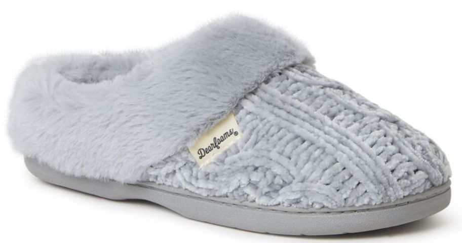 stock image of Dearfoams gray clogs