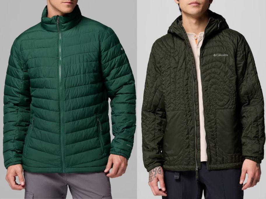 Stock images of two men wearing Columbia jackets