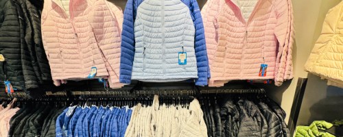 Columbia jackets hanging in store