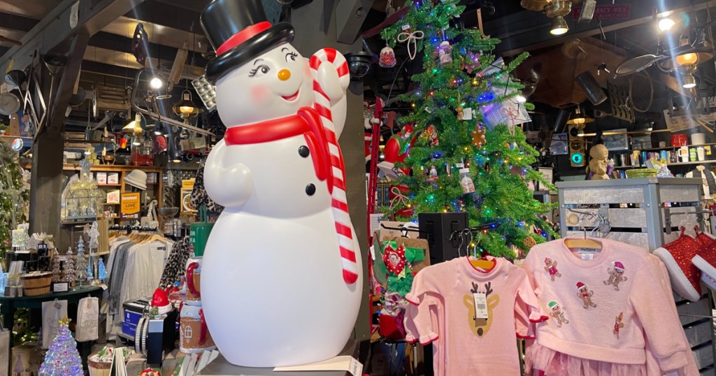 Holiday decor inside Cracker Barrel store