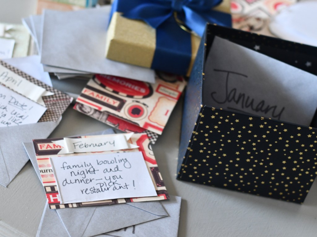 Experience box surrounded by handwritten cards