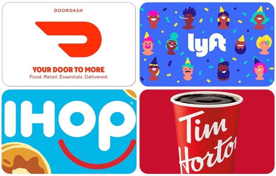 Door Dash Lyft IHOP Tim Horton's Gift Cards