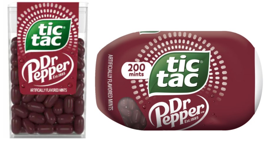 Dr Pepper Tic Tac containers in different sizes