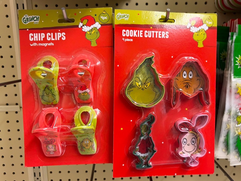 Dr. Seuss Grinch Metal Cookie Cutters & Chip Clip sets
