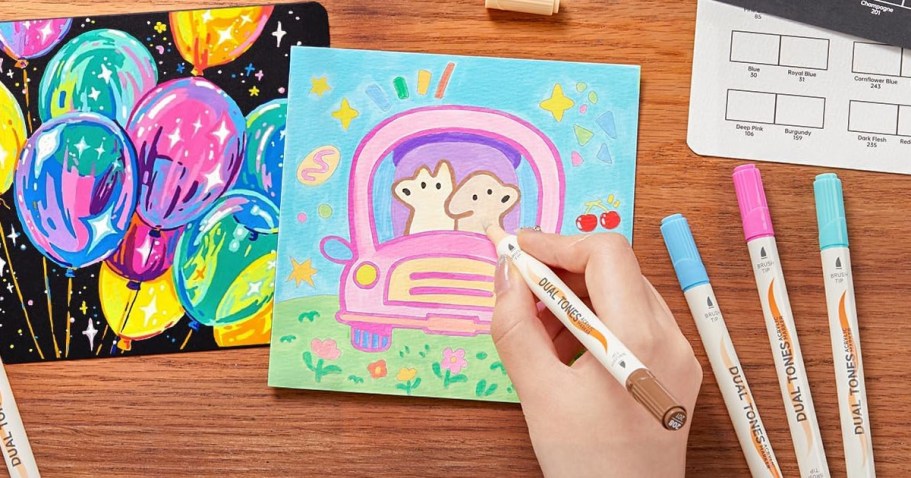 Dual-Tipped Acrylic Paint Markers w/ 48 Colors Just $6.99 on Amazon