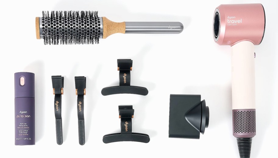 dyson hair dryer and accessories set