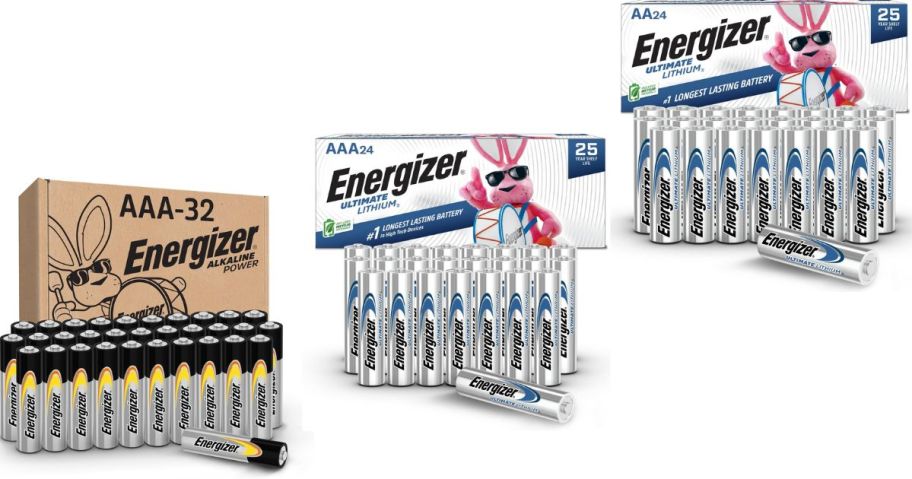 Stock images of 3 packs of Energizer AAA and AA Batteries