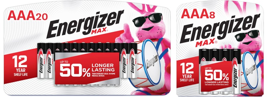 two packs of Energizer MAX AAA Batteries