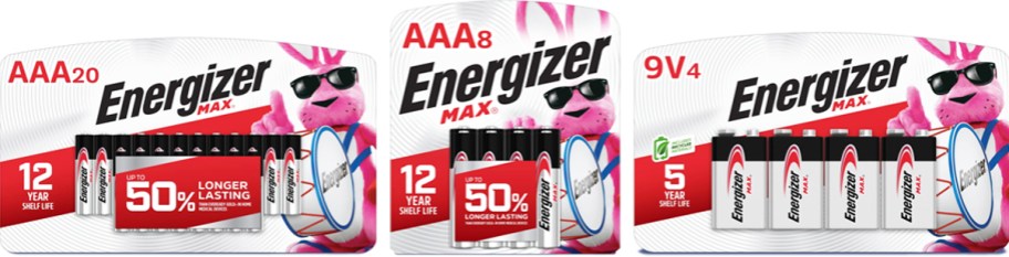three packs of Energizer MAX Batteries