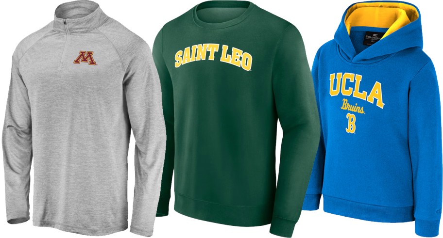 University team pullovers and hoodies