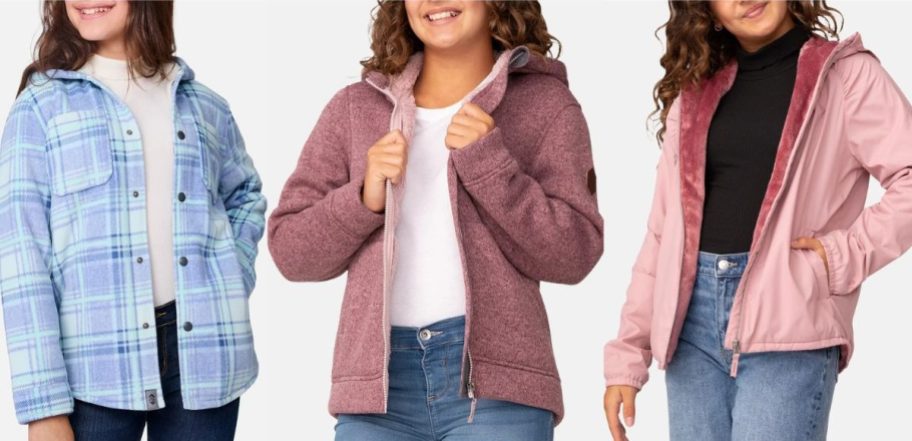 Stock images of 3 girls wearing Free COuntry Jackets
