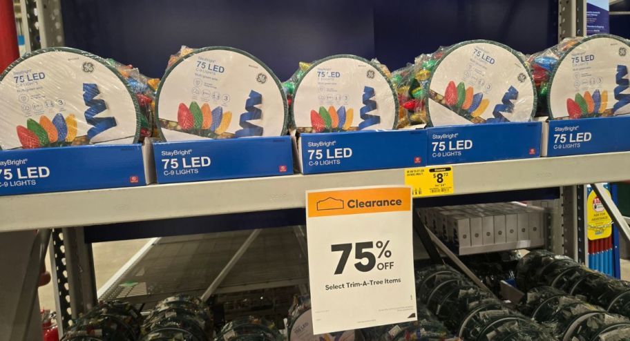 display of GE 75-count 37-ft StayBright Multicolor LED String Christmas Lights