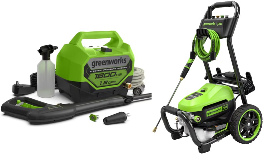 two Greenworks Electric Pressure Washers