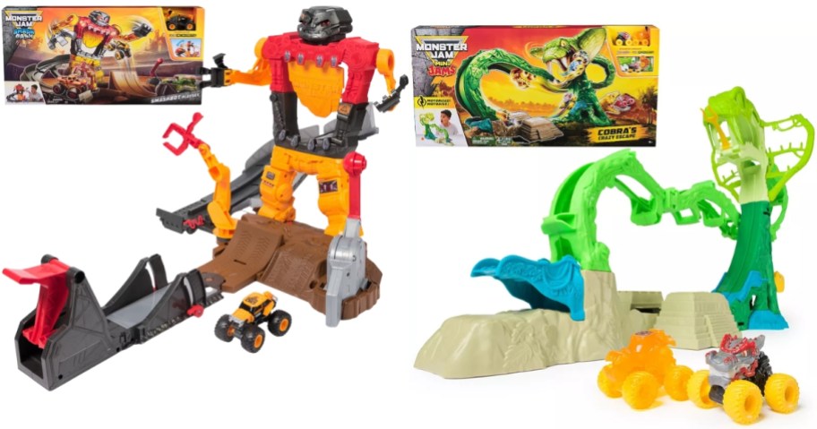 two Monster Jam Truck playsets