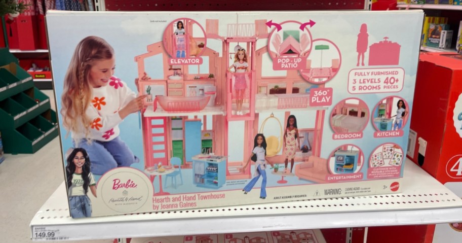 a box with a Barbie Hearth & Hand by Magnolia Townhouse on a Target shelf