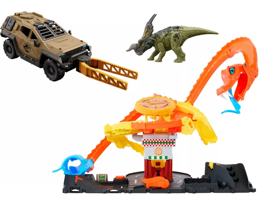 Jurassic World Truck and Dino set and Hot Wheel track set