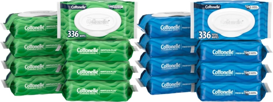 stacks of Cottonelle wipes