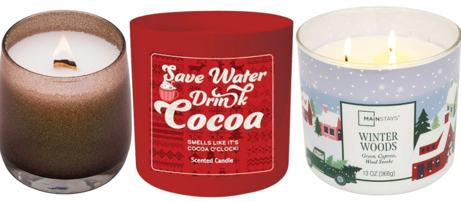 3 holiday themed candles
