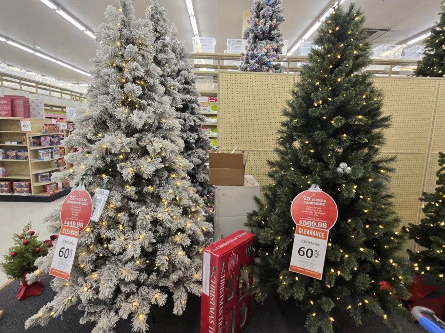 Artificial Christmas trees at Hobby Lobby.