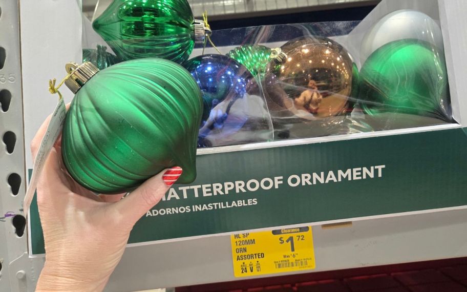 hand holding Holiday Living 120mm Shatterproof Ornaments