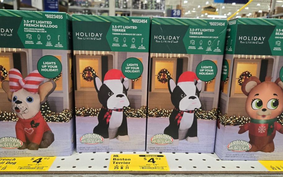 four different Holiday Living 3.5-ft Lighted Dog Christmas Inflatable