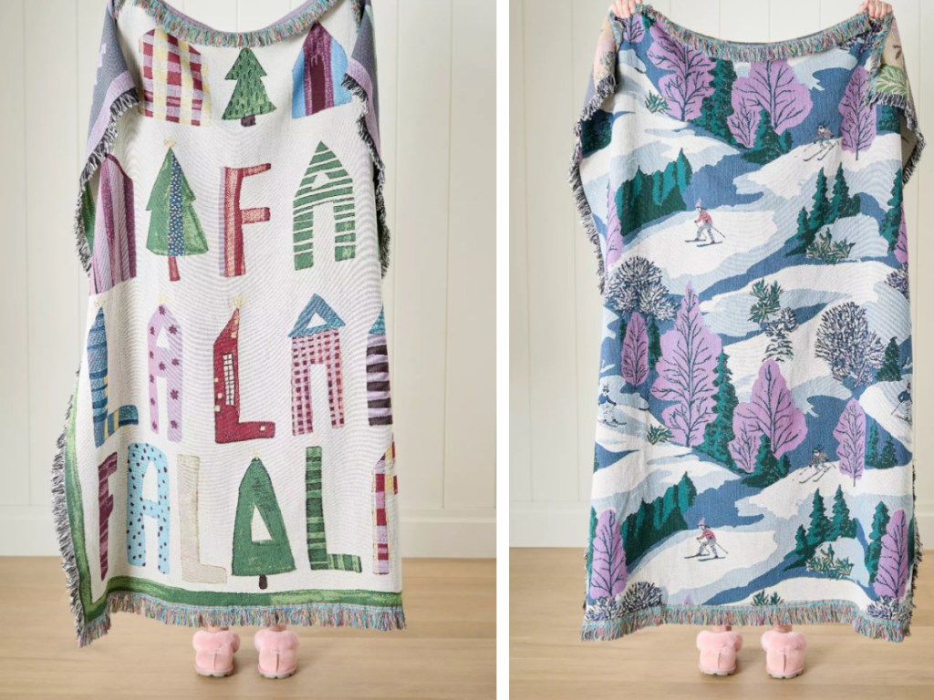 Holiday themed throw blankets