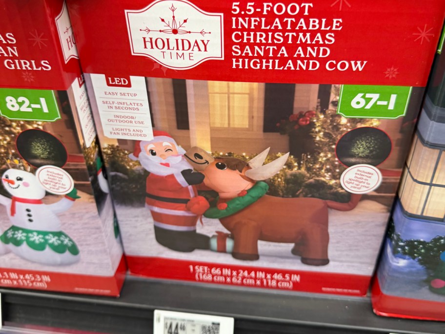 Holiday Time 5.5-Foot Inflatable Christmas Santa and Highland Cow