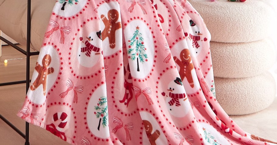 Holiday Time Gingerbread Christmas Throw Blanket