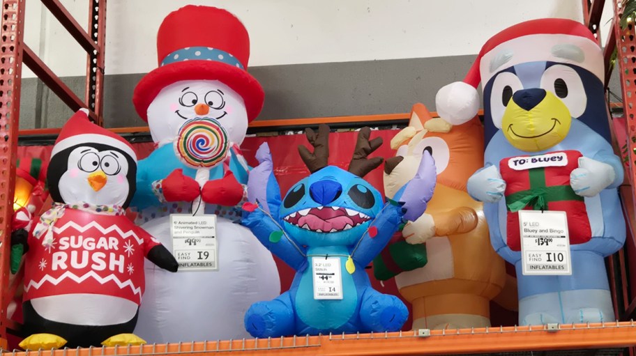 christmas inflatables on display in store