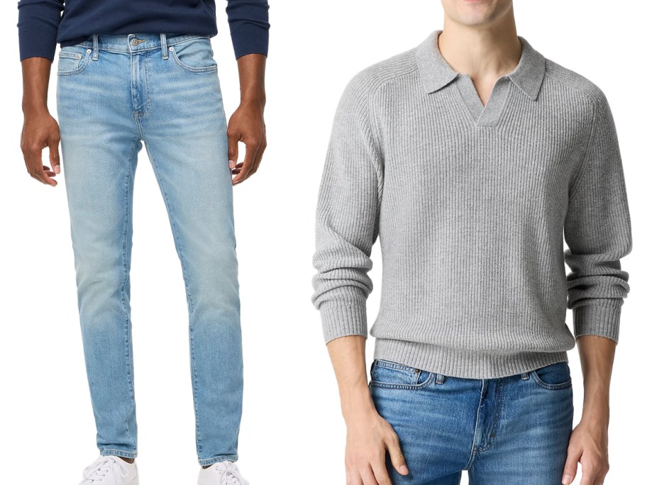 J. Crew Factory Men's Slim-Fit Jeans in Signature Flex, Supersoft Lambswool-Blend Sweater-Polo