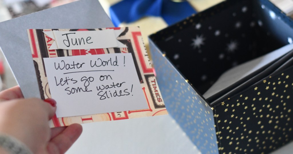 Card with June activity to go to waterslides