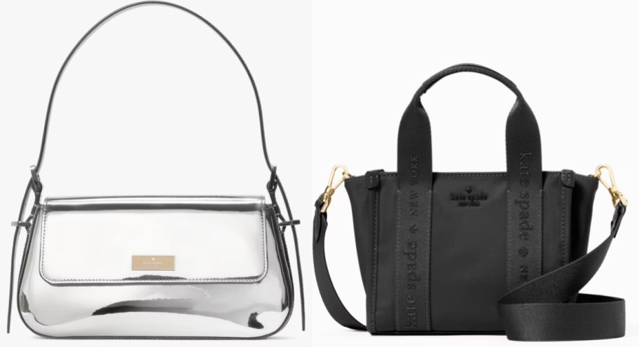 silver and black purses