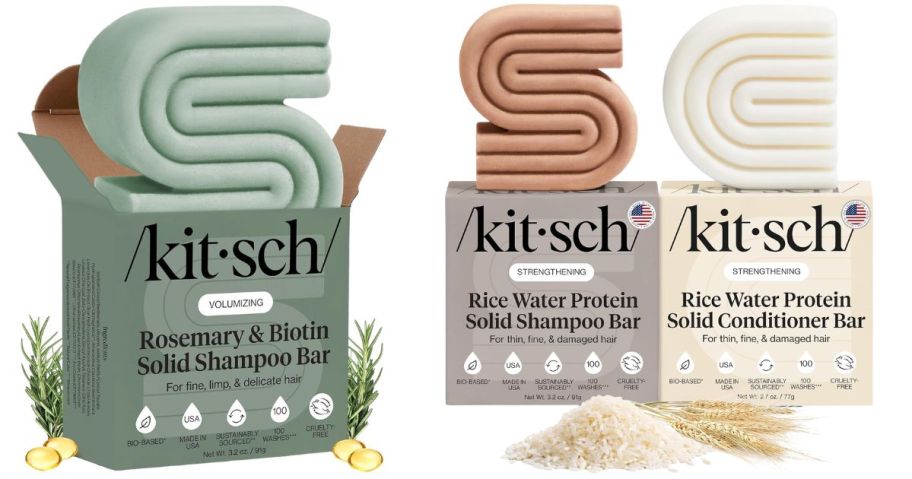 Kitsch Rosemary & Biotin Shampoo Bar and Kitsch Rice Water Shampoo & Conditioner Set