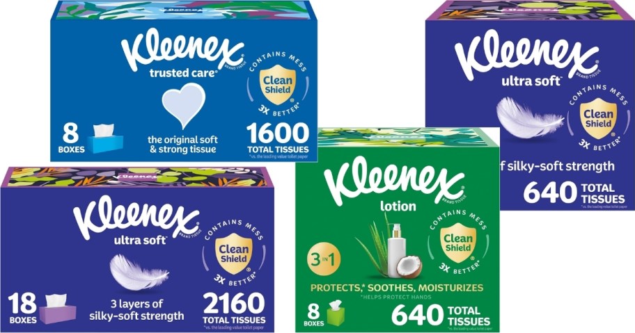 stock images of different types of kleenex tissues and boxes