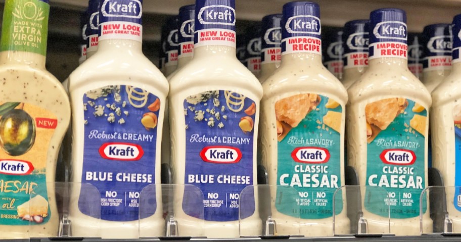bottles of Kraft Salad Dressings on store shelf