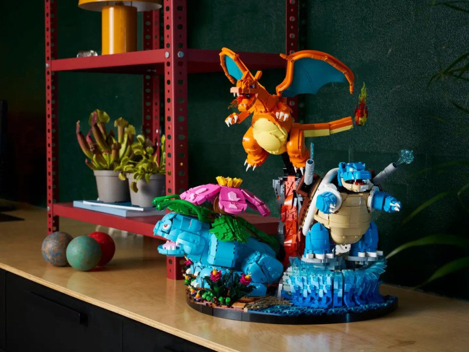 A LEGO Pokemon Venusaur, Charizard and Blastoise set complete.