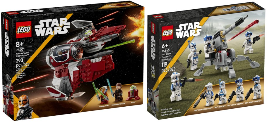 LEGO Star Wars- The Clone Wars Ahsoka's Jedi Interceptor Spaceship Building Toy, LEGO Star Wars 501st Clone Troopers Battle Pack Set