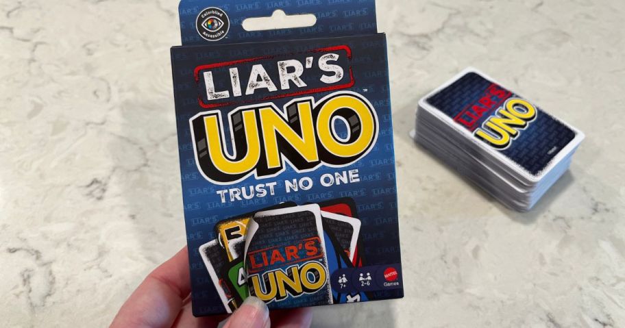 Liar's UNO Card Game in hand