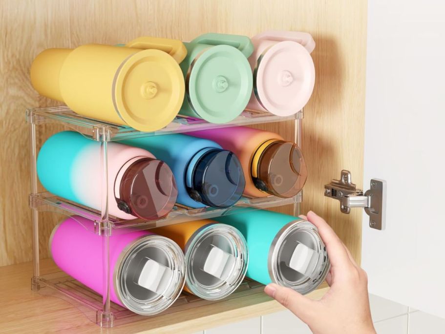 Water Bottle Organizer Only $11.98 on Amazon (Holds 9 Stanley Tumblers!)